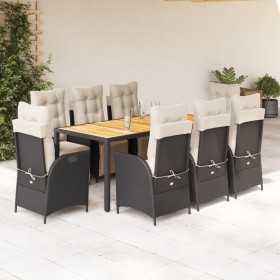 Set de comedor de jardín 9 pzas y cojines ratán sintético negro von , Gartensets - Ref: Foro24-3213337, Preis: 1,00 €, Rabatt: %
