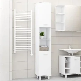 Sperrholz Badezimmerschrank weiß 30x30x179 cm von vidaXL, Badezimmermöbel - Ref: Foro24-802624, Preis: 81,75 €, Rabatt: %