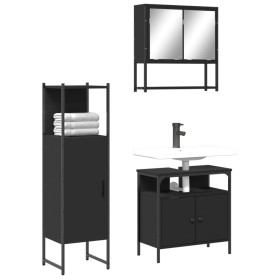 Juego de muebles de baño 3 pzas madera contrachapada negro by , Bathroom furniture - Ref: Foro24-3214695, Price: 155,10 €, Di...
