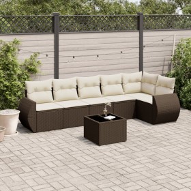 Juego de sofás de jardín 7 piezas con cojines ratán PE marrón von , Gartensets - Ref: Foro24-3253740, Preis: 488,36 €, Rabatt: %
