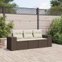 Set sofás de jardín 3 piezas y cojines ratán sintético marrón von , Modulare Sofas für den Außenbereich - Ref: Foro24-3222262...