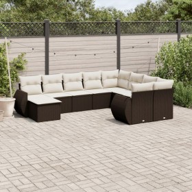 Set de sofás de jardín 10 pzas y cojines ratán sintético marrón de , Sofás modulares de exterior - Ref: Foro24-3221862, Preci...