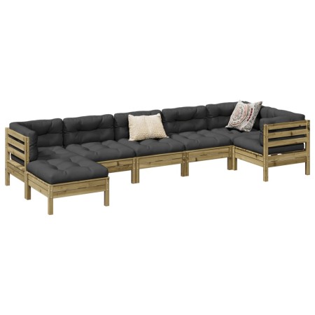Set de sofás jardín 7 pzas con cojines madera pino impregnada by , Garden sets - Ref: Foro24-3299551, Price: 723,85 €, Discou...