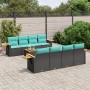 Set de sofás de jardín 9 pzas con cojines ratán sintético negro by , Garden sets - Ref: Foro24-3226659, Price: 701,67 €, Disc...