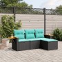 Set de sofás de jardín 4 pzas con cojines ratán sintético negro by , Garden sets - Ref: Foro24-3226743, Price: 325,24 €, Disc...
