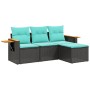 Set de sofás de jardín 4 pzas con cojines ratán sintético negro by , Garden sets - Ref: Foro24-3226743, Price: 325,24 €, Disc...
