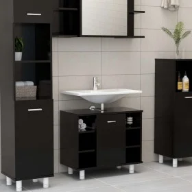 Badezimmerschrank aus schwarzem Sperrholz, 60 x 32 x 53,5 cm von vidaXL, Badezimmermöbel - Ref: Foro24-802634, Preis: 60,10 €...