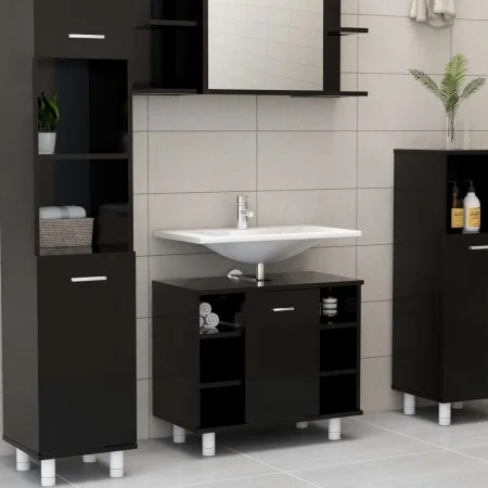 Badezimmerschrank aus schwarzem Sperrholz, 60 x 32 x 53,5 cm von vidaXL, Badezimmermöbel - Ref: Foro24-802634, Preis: 60,85 €...