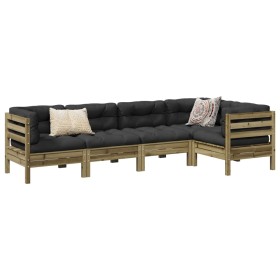 Set de sofás jardín 5 pzas con cojines madera pino impregnada by , Garden sets - Ref: Foro24-3299440, Price: 505,50 €, Discou...