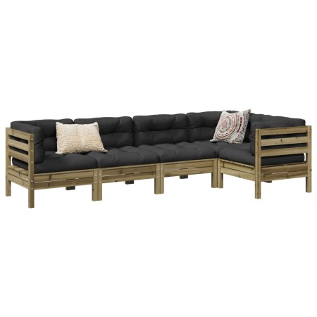Set de sofás jardín 5 pzas con cojines madera pino impregnada by , Garden sets - Ref: Foro24-3299440, Price: 505,50 €, Discou...
