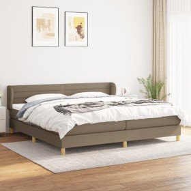 Cama box spring con colchón tela gris taupe 200x200 cm Cama box spring con colchón tela gris taupe 200x200 cm