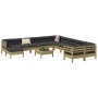 Set de sofás jardín 12 pzas con cojines madera pino impregnada von , Gartensets - Ref: Foro24-3299657, Preis: 1,00 €, Rabatt: %