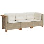 3-Sitzer-Gartensofa mit Kissen Kunstrattan beige von , Outdoor-Sofas - Ref: Foro24-365919, Preis: 232,88 €, Rabatt: %