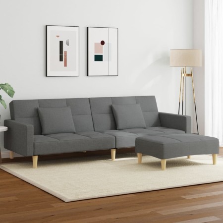 Sofá cama de 2 plazas con taburete tela gris oscuro von , Sofas - Ref: Foro24-3258107, Preis: 323,49 €, Rabatt: %