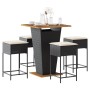 Mesa y taburetes altos jardín 5 pzas y cojines ratán PE negro by , Garden sets - Ref: Foro24-3261481, Price: 412,42 €, Discou...