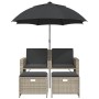 Sofá jardín 2 plazas sombrilla y taburetes ratán PE gris claro by , Outdoor sofas - Ref: Foro24-365888, Price: 231,85 €, Disc...