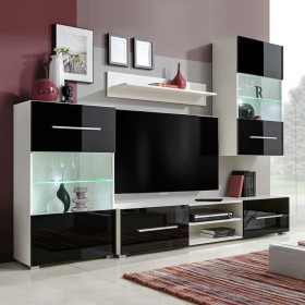 Vitrina de pared de TV iluminación LED 4 pzas negro alto brillo von , TV-Möbel - Ref: Foro24-242573, Preis: 460,39 €, Rabatt: %