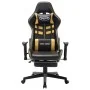 Gaming-Stuhl mit Fußstütze aus schwarzem und goldenem Kunstleder von vidaXL, Gaming-Stühle - Ref: Foro24-20512, Preis: 187,83...