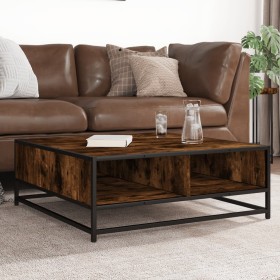 Mesa de centro madera ingeniería metal roble ahumado 80x80x30cm by , Coffee table - Ref: Foro24-848771, Price: 62,87 €, Disco...
