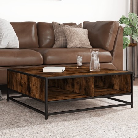 Mesa de centro madera ingeniería metal roble ahumado 80x80x30cm de , Mesas de centro - Ref: Foro24-848771, Precio: 62,79 €