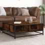 Mesa de centro madera ingeniería metal roble ahumado 80x80x30cm de , Mesas de centro - Ref: Foro24-848771, Precio: 62,79 €