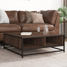 Mesa de centro madera ingeniería metal marrón roble 80x80x30 cm by , Coffee table - Ref: Foro24-848773, Price: 64,71 €, Disco...