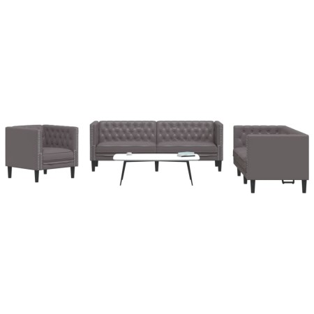 Juego de sofás Chesterfield 3 piezas cuero sintético gris by , Sofas - Ref: Foro24-3209270, Price: 721,87 €, Discount: %