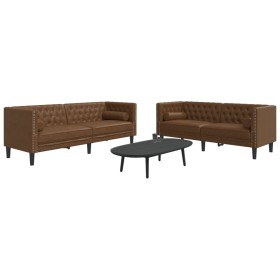 Set de sofás Chesterfield y cojines 2 pzs ante sintético marrón by , Sofas - Ref: Foro24-3209300, Price: 584,08 €, Discount: %