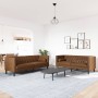 Set de sofás Chesterfield y cojines 2 pzs ante sintético marrón