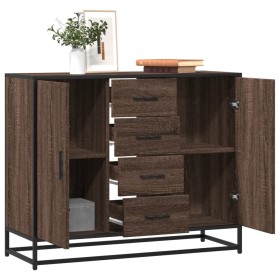 Aparador de madera de ingeniería marrón roble 92x35x76 cm by , Sideboards - Ref: Foro24-3300829, Price: 114,08 €, Discount: %