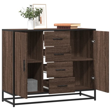 Aparador de madera de ingeniería marrón roble 92x35x76 cm by , Sideboards - Ref: Foro24-3300829, Price: 114,08 €, Discount: %