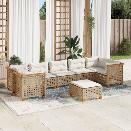 Set de sofás de jardín y cojines 8 piezas ratán sintético beige by , Garden sets - Ref: Foro24-3261766, Price: 696,50 €, Disc...