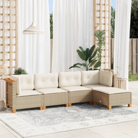 Juego de sofás jardín con cojines 5 pzas ratán sintético beige by , Garden sets - Ref: Foro24-3261787, Price: 368,77 €, Disco...