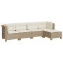 Juego de sofás jardín con cojines 5 pzas ratán sintético beige by , Garden sets - Ref: Foro24-3261787, Price: 368,77 €, Disco...