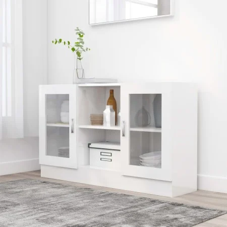 Holzvitrine aus glänzendem weißem Sperrholz 120x30,5x70 cm von vidaXL, Sideboards - Ref: Foro24-802792, Preis: 102,80 €, Raba...