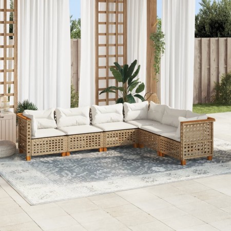 Juego de sofás jardín con cojines 6 pzas ratán sintético beige von , Gartensets - Ref: Foro24-3261862, Preis: 522,55 €, Rabat...