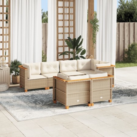 Set sofás de jardín 7 piezas y cojines ratán sintético beige by , Garden sets - Ref: Foro24-3261883, Price: 555,33 €, Discoun...