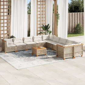 Set de sofás de jardín 11pzas con cojines ratán sintético beige de , Conjuntos de jardín - Ref: Foro24-3262054, Precio: 882,4...