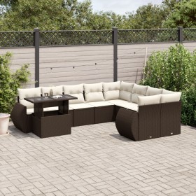 Set de sofás de jardín 10 pzas y cojines ratán sintético marrón von , Gartensets - Ref: Foro24-3268773, Preis: 748,17 €, Raba...