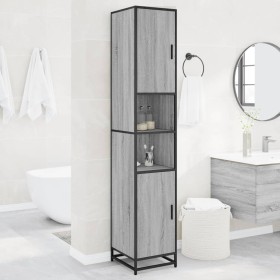 Armario de baño madera y metal gris Sonoma 35x37,5x188,5 cm von , Badezimmermöbel - Ref: Foro24-3300883, Preis: 149,29 €, Rab...