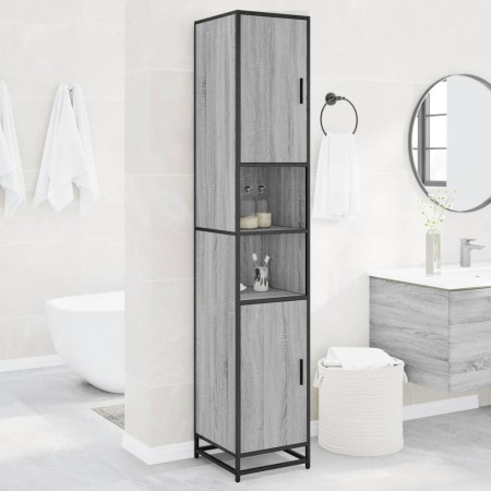 Armario de baño madera y metal gris Sonoma 35x37,5x188,5 cm by , Bathroom furniture - Ref: Foro24-3300883, Price: 149,29 €, D...