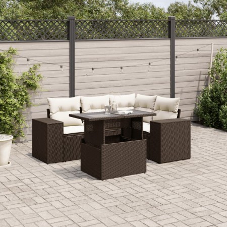 Set comedor de jardín 5 piezas y cojines ratán sintético marrón von , Gartensets - Ref: Foro24-3269143, Preis: 409,52 €, Raba...