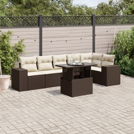 Juego de sofás de jardín 7 piezas con cojines ratán PE marrón by , Garden sets - Ref: Foro24-3269183, Price: 534,53 €, Discou...