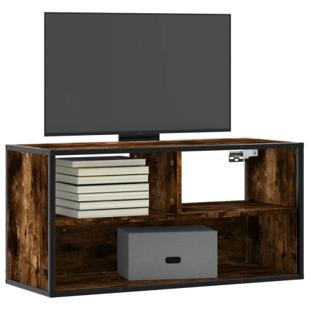Mueble TV metal y madera contrachapada roble humo 80x31x39,5 cm von , TV-Möbel - Ref: Foro24-848926, Preis: 46,42 €, Rabatt: %