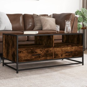Mesa de centro madera ingeniería metal roble humo 100x50x45 cm by , Coffee table - Ref: Foro24-848786, Price: 97,93 €, Discou...