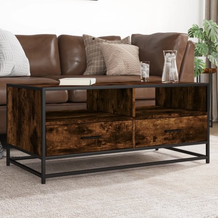 Mesa de centro madera ingeniería metal roble humo 100x50x45 cm by , Coffee table - Ref: Foro24-848786, Price: 97,93 €, Discou...