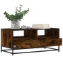 Mesa de centro madera ingeniería metal roble humo 100x50x45 cm by , Coffee table - Ref: Foro24-848786, Price: 97,93 €, Discou...