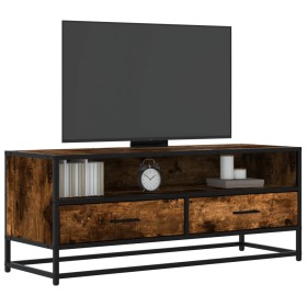 Mueble TV metal y madera ingeniería roble ahumado 100x34,5x40cm von , TV-Möbel - Ref: Foro24-848816, Preis: 86,49 €, Rabatt: %
