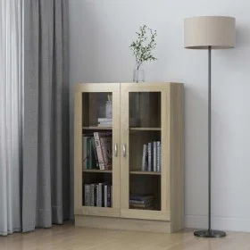 Vitrine aus eichenfarbenem Sperrholz, 82,5 x 30,5 x 115 cm von vidaXL, Bücherregale und Regale - Ref: Foro24-802753, Preis: 9...
