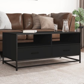 Mesa de centro madera de ingeniería y metal negro 100x50x45 cm de , Mesas de centro - Ref: Foro24-848784, Precio: 102,17 €, D...